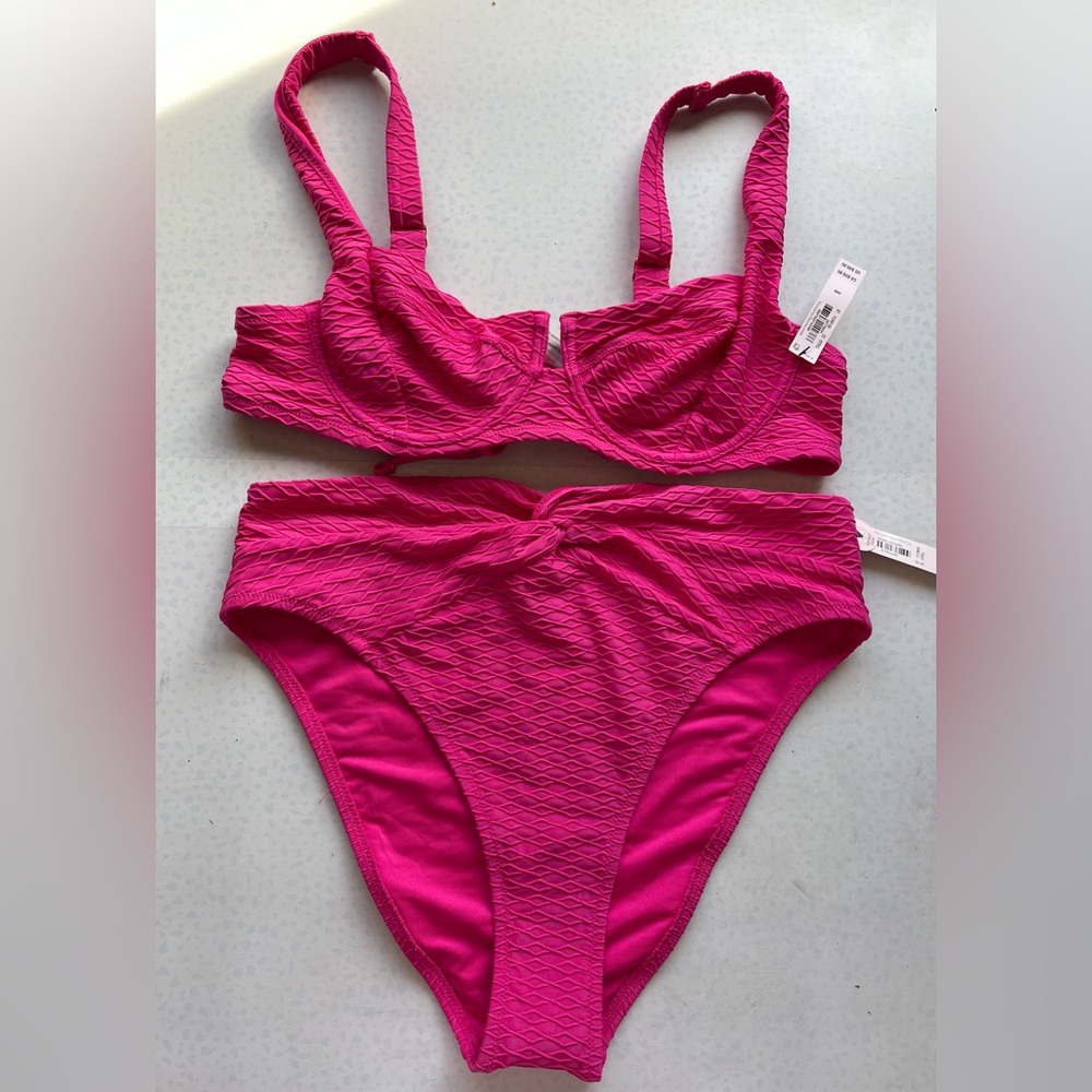 Victoria's Secret Hot Pink Textured Bikini Set